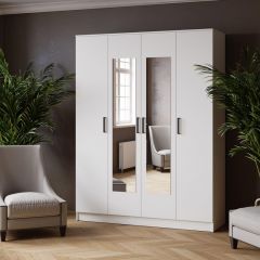 ЛАРС Шкаф комбинированный 1,6 с зеркалом Белый в Тарко-Сале - tarko-sale.mebel24.online | фото