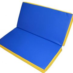 Мат гимнастический 1х1х0,08м складной цв. синий-желтый в Тарко-Сале - tarko-sale.mebel24.online | фото