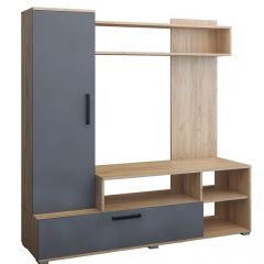 Мини-стенка Линда (дуб золотой/графит софт) в Тарко-Сале - tarko-sale.mebel24.online | фото 2