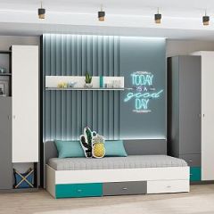 Модульная детская Клео (ЛДСП графит-миндаль-океан) в Тарко-Сале - tarko-sale.mebel24.online | фото 2