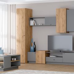 Модульная гостиная Квадро (ЛДСП дуб крафт золотой) в Тарко-Сале - tarko-sale.mebel24.online | фото
