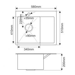 Мойка HD5851L MELANA ProfLine 3,0/200 САТИН врезная прямоугольная с коландером HD5851L в Тарко-Сале - tarko-sale.mebel24.online | фото 2