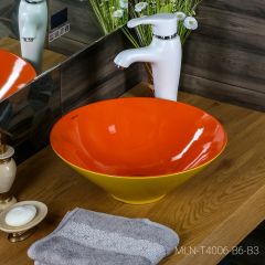 Накладная раковина melana mln-t4006-b6+b3 (желто-красная) в Тарко-Сале - tarko-sale.mebel24.online | фото