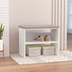 Обувница мягкая (ЛДСП белый/велюр бежевый) в Тарко-Сале - tarko-sale.mebel24.online | фото