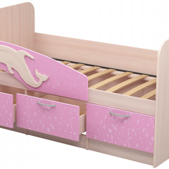 Кровать Дельфин 1,6 (Дуб молочный/фасад - Ламарти розовый) в Тарко-Сале - tarko-sale.mebel24.online | фото