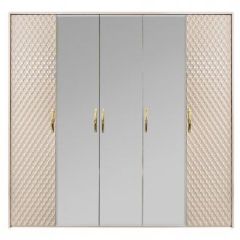 Шкаф 5-ти ств с зеркалами Lara (бежевый глянец) в Тарко-Сале - tarko-sale.mebel24.online | фото 2