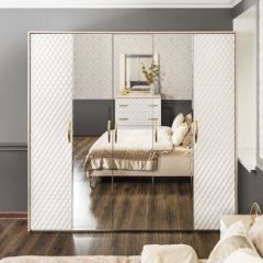 Шкаф 5-ти ств с зеркалами Lara (белый глянец) в Тарко-Сале - tarko-sale.mebel24.online | фото 4