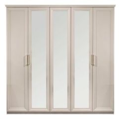 Шкаф 5-ти ств с зеркалами Мокко (бежевый) в Тарко-Сале - tarko-sale.mebel24.online | фото 3