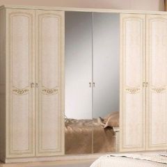 Шкаф 6-ти дверный с зеркалами (08.246) Ирина (беж) в Тарко-Сале - tarko-sale.mebel24.online | фото