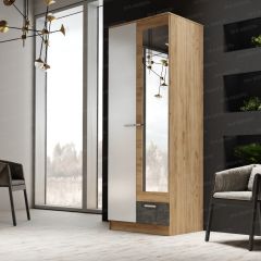 Шкаф Адель 800 с полками (дуб вотан/белый глянец) в Тарко-Сале - tarko-sale.mebel24.online | фото