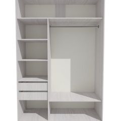 Шкаф-купе 1300 серии SILVER S1+S1+B2+PL2 (2 ящика+1 штанга+1 полка) профиль «Серебро» в Тарко-Сале - tarko-sale.mebel24.online | фото 2