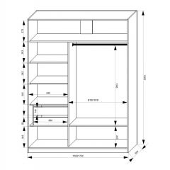 Шкаф-купе 1500 серии NEW CLASSIC K2+K2+B2+PL2(2 ящика+1 штанга+1 полка) профиль «Капучино» в Тарко-Сале - tarko-sale.mebel24.online | фото 3