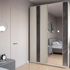Шкаф-купе 1500 серии SILVER S4+S3Z+B2+PL1 (2 ящика+1 штанга) профиль «Серебро» в Тарко-Сале - tarko-sale.mebel24.online | фото