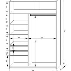 Шкаф-купе 1600 серии SOFT D1+D3+B2+PL1 (2 ящика+1штанга) профиль «Графит» в Тарко-Сале - tarko-sale.mebel24.online | фото 4