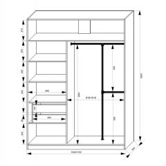 Шкаф-купе 1700 серии NEW CLASSIC K4+K4+B2+PL4 (2 ящика+F обр. штанга) профиль «Капучино» в Тарко-Сале - tarko-sale.mebel24.online | фото 3