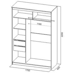 Шкаф-купе №19 Серия 3 Квадро (1700) Ясень Анкор светлый в Тарко-Сале - tarko-sale.mebel24.online | фото 4