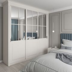 Шкаф-купе 2150 серии NEW CLASSIC K4+K4+K4+B22+PL4(по 2 ящика лев/прав+F обр.штанга) профиль «Капучино» в Тарко-Сале - tarko-sale.mebel24.online | фото
