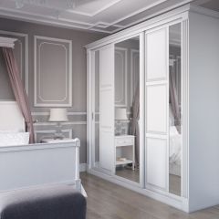 Шкаф-купе 2150 серии NEW CLASSIC K6Z+K1+K6+B22+PL2(по 2 ящика лев/прав+1 штанга+1 полка) профиль «Капучино» в Тарко-Сале - tarko-sale.mebel24.online | фото
