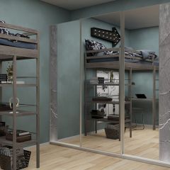 Шкаф-купе 2250 серии SILVER S3+S1+S3Z B22+PL2 (по 2 ящика лев/прав+1штанга+1 полка) профиль «Серебро» в Тарко-Сале - tarko-sale.mebel24.online | фото