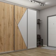 Шкаф-купе 2400 серии SOFT D2+D7+D3+B22+PL2 (по 2 ящика лев/прав+1штанга+1полка) профиль «Графит» в Тарко-Сале - tarko-sale.mebel24.online | фото