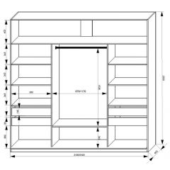 Шкаф-купе 2400 серии SOFT D2+D7+D3+B22+PL2 (по 2 ящика лев/прав+1штанга+1полка) профиль «Графит» в Тарко-Сале - tarko-sale.mebel24.online | фото 3