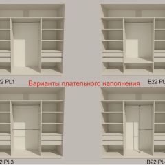 Шкаф-купе 2400 серии SOFT D5+D5+D5+B22+PL4 (по 2 ящика лев/прав+2штанги) профиль «Графит» в Тарко-Сале - tarko-sale.mebel24.online | фото 4