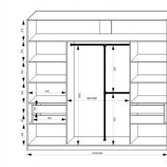 Шкаф-купе 2450 серии NEW CLASSIC K4+K4+K4+B22+PL4 (по 2 ящика лев/прав+F обр.штанга) профиль «Капучино» в Тарко-Сале - tarko-sale.mebel24.online | фото 3