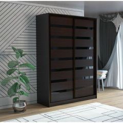 Шкаф-купе ПШ-2.9 1500 Фасад ВСТАВКА МДФ | СТЕКЛО (Венге/Стекло черное) в Тарко-Сале - tarko-sale.mebel24.online | фото