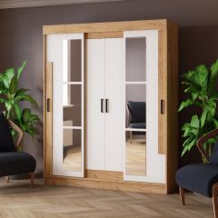 Шкаф-купе ТВИСТ Белый/Дуб крафт золотой в Тарко-Сале - tarko-sale.mebel24.online | фото