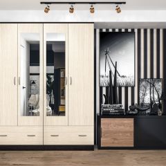 Шкаф Ронда ШК-4 с зеркалом (венге/беленый дуб) в Тарко-Сале - tarko-sale.mebel24.online | фото 3