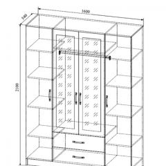 СОФИ СШК1600.1Шкаф 4-х ств с2мя зерк, 2 ящиками в Тарко-Сале - tarko-sale.mebel24.online | фото 2