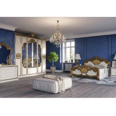 Спальня Ольга (комплект 6 дв.) беж/золото матовый в Тарко-Сале - tarko-sale.mebel24.online | фото