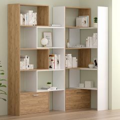 Стеллаж раздвижной (ЛДСП дуб крафт золотой/белый) в Тарко-Сале - tarko-sale.mebel24.online | фото 2