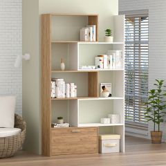 Стеллаж раздвижной (ЛДСП дуб крафт золотой/белый) в Тарко-Сале - tarko-sale.mebel24.online | фото 3