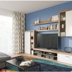 Стенка CAN BE (дуб санремо светлый/белый глянец) в Тарко-Сале - tarko-sale.mebel24.online | фото