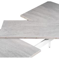 Стол деревянный Денвер Лофт 120(160)х75х75 25 мм бетон / матовый белый в Тарко-Сале - tarko-sale.mebel24.online | фото 5