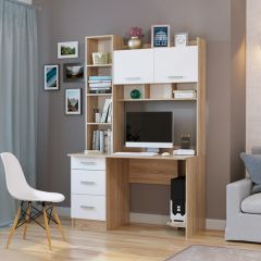 Стол компьютерный ПКС-5 Дуб сонома/Белый глянец в Тарко-Сале - tarko-sale.mebel24.online | фото