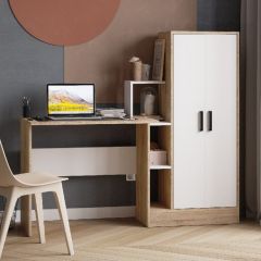 Стол компьютерный СКМ-1 ЛДСП Белый/Дуб сонома в Тарко-Сале - tarko-sale.mebel24.online | фото