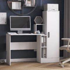 Стол компьютерный СКМ-2 ЛДСП Белый в Тарко-Сале - tarko-sale.mebel24.online | фото
