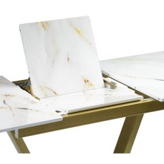 Стол стеклянный Бугун 120(160)х80х77 белый / золото в Тарко-Сале - tarko-sale.mebel24.online | фото 7