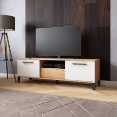 Тумба под ТВ ТВМ-2 Дуб крафт золотой /ЛДСП Белый в Тарко-Сале - tarko-sale.mebel24.online | фото