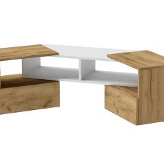 Тумба раздвижная (ЛДСП дуб крафт золотой/белый) в Тарко-Сале - tarko-sale.mebel24.online | фото 2