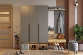 БАСКО Прихожая (модульная) графит/дуб крафт золотой в Тарко-Сале - tarko-sale.mebel24.online | фото