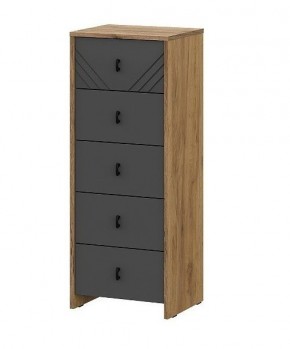 БАЙКАЛ Комод (5 ящиков) Графит/Дуб золотой в Тарко-Сале - tarko-sale.mebel24.online | фото