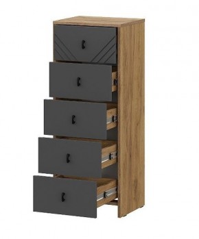 БАЙКАЛ Комод (5 ящиков) Графит/Дуб золотой в Тарко-Сале - tarko-sale.mebel24.online | фото 2