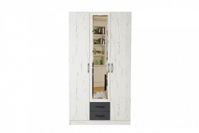 БЕАТРИС Шкаф Трио (дуб крафт белый/антрацит) в Тарко-Сале - tarko-sale.mebel24.online | фото