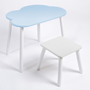 Детский комплект стол ОБЛАЧКО  и табурет Rolti Baby (голубая столешница/белое сиденье/белые ножки) в Тарко-Сале - tarko-sale.mebel24.online | фото