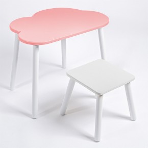 Детский комплект стол ОБЛАЧКО  и табурет Rolti Baby (розовая столешница/белое сиденье/белые ножки) в Тарко-Сале - tarko-sale.mebel24.online | фото