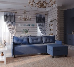 Диван-кровать угловой Киркас синий, ткань рогожка в Тарко-Сале - tarko-sale.mebel24.online | фото 2