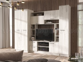 ФЛОРА Стенка (без зеркал) ЛДСП (дуб крафт белый) в Тарко-Сале - tarko-sale.mebel24.online | фото 1